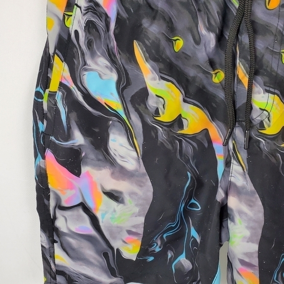 360 Surf Mens Beach Short Black w/ Colored Pattern Recycled Poly Choose Size - Picture 5 of 12